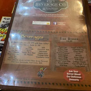 menu