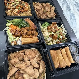 a variety of asian food