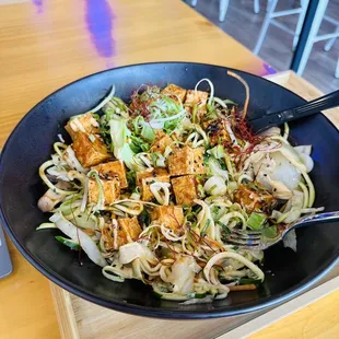 Spicy Korean tofu on zoodles