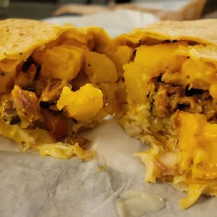 Pulled pork and southwest veggies and potatoes in habenero wrap