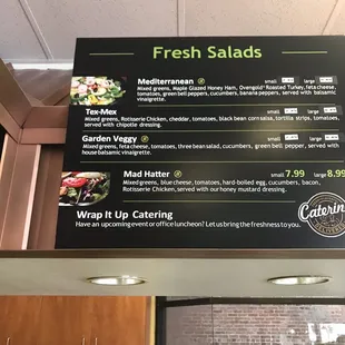 Salad menu.