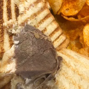 Prime rib panini. Literally no meat. I already ate the potatoes off the sandwich.