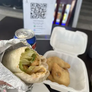 Paneer roll and samosa