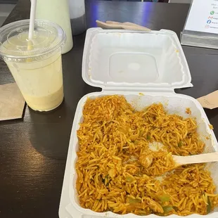 Chicken Biryani with Mango Lassi