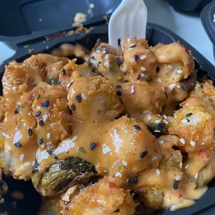 Brussel Sprouts with Bang Bang Shrimp