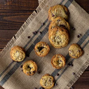a pile of chocolate chip cookies