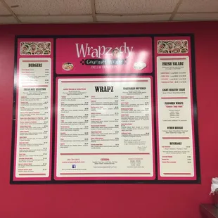 The menu to order off of