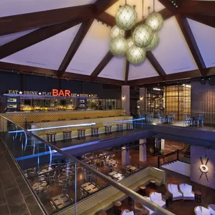 the interior of a sports bar