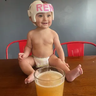 Baby Ren watching her Mom enjoy a Cranky Cameron.