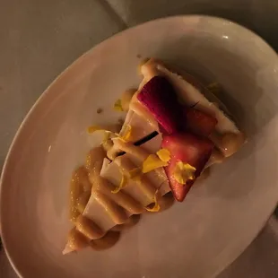 Comped anniversary dessert...cheesecake w uni butter..amazing