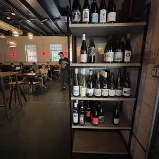 shelves full of bottles of wine