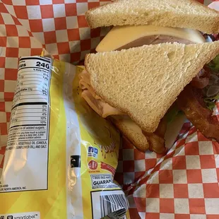Turkey club with chips