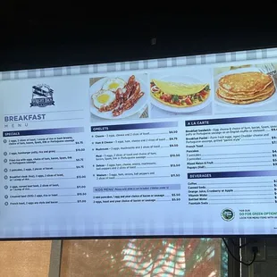 Breakfast menu