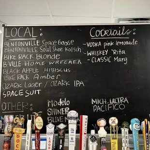 Drinks menu board