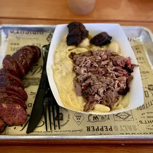 Rocketman with added Mac n cheese and Sausage Link Jalapeno Cheddar