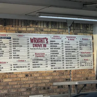 The menu.