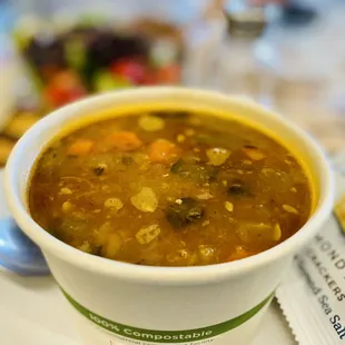 Organic Minestrone soup from the hot menu..