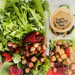Organic Moroccan Beet &amp; chickpea salad comes with a basaltic dressing &amp; couscous. Fabulous :)...