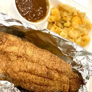 Catfish, Mac &amp; Cheese, BBQ Beans