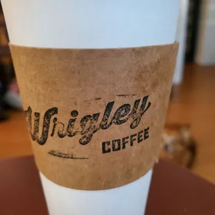 Yaaaaaaaaas. Wrigley Coffee house sleeve on my Spnaish Latte.