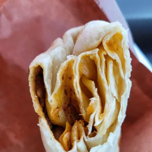 Tortilla made up 1/4 of breakfast burrito fillings