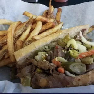 fries and a sandwich