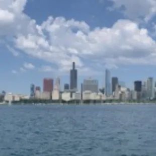 The beautiful Chicago Skyline from the water of Lake Michigan