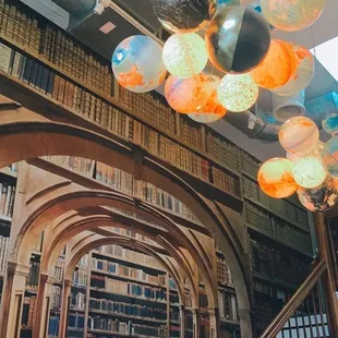bookshelves in a library