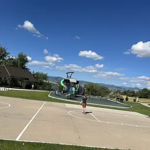 Basketball court and playground