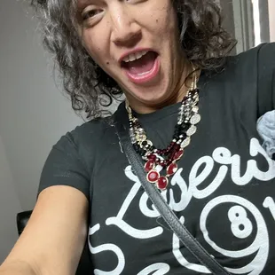 a woman making a funny face