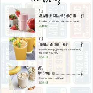 a list of healthy smoothies