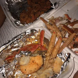 two trays of food on a table