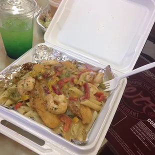 This pasta is amazing and is enough for 2....almost 3, separate meals!