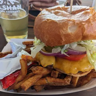 Cheeseburger and fries