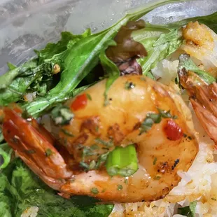 Up close on the grilled shrimp