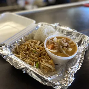 a container of food on a table