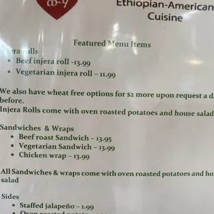 menu