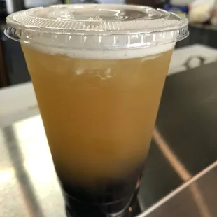 Lychee green tea with Boba