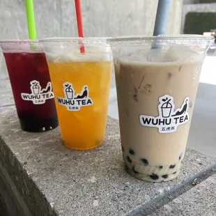 Berry tea, passion fruit, milk tea, boba