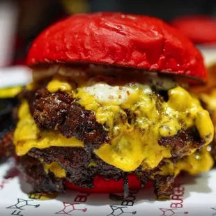 cheeseburger with fries on the side