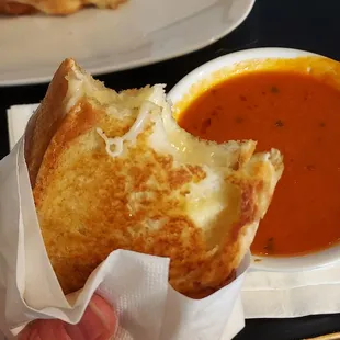 Havarti grilled cheese and tomato soup