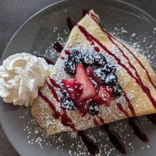 Delicious berries and cream crepe!