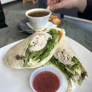 Turkey wrap with daily soup special