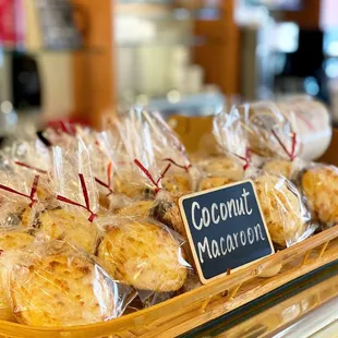 a tray of coconut macaroni