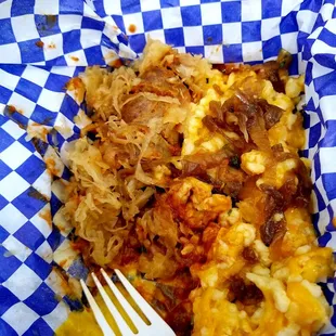 Currywurst with spaetzle from the food truck