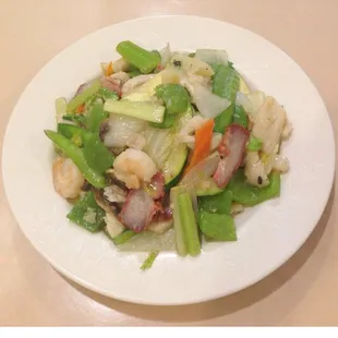 a white plate of food