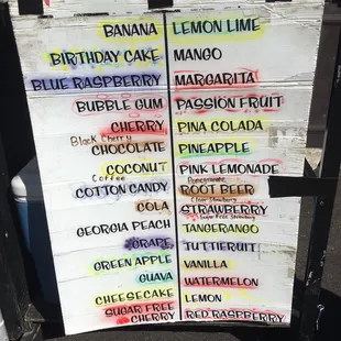 the names of different flavors