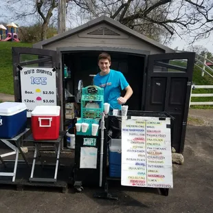 a man standing in a shed