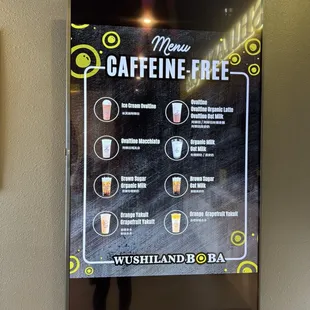 Non caffeine menu 2.18.25
