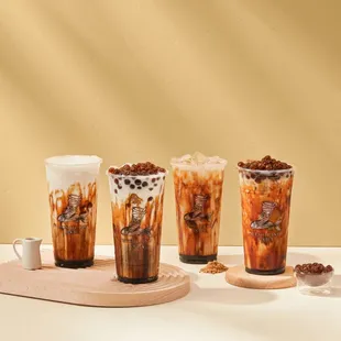 a variety of cold drinks
